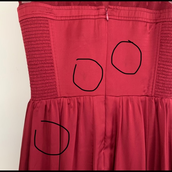 GUESS burgandy flowy dress with mesh top - Picture 6 of 8